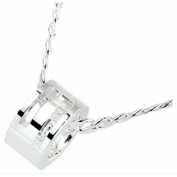 Gucci Sterling Silver G Cut Out Circle Pendant Necklace